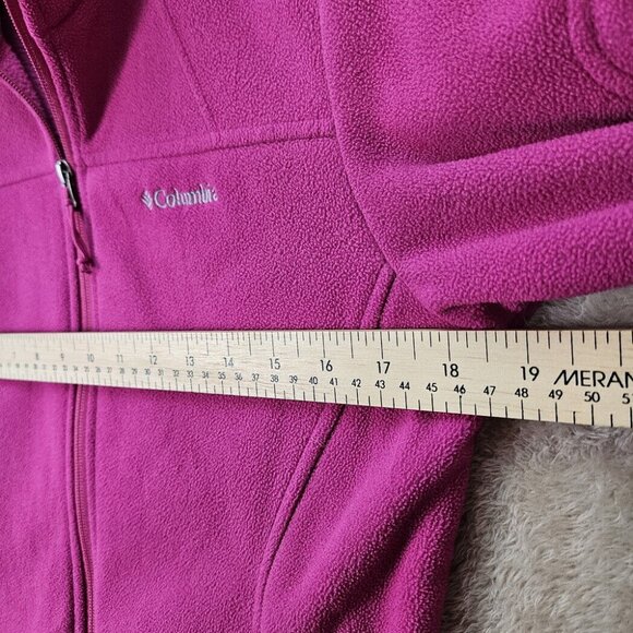 Columbia Jacket Women's Size S Full Zip Fleece Pink Zipped Pockets Spring Coat - Picture 3 of 10